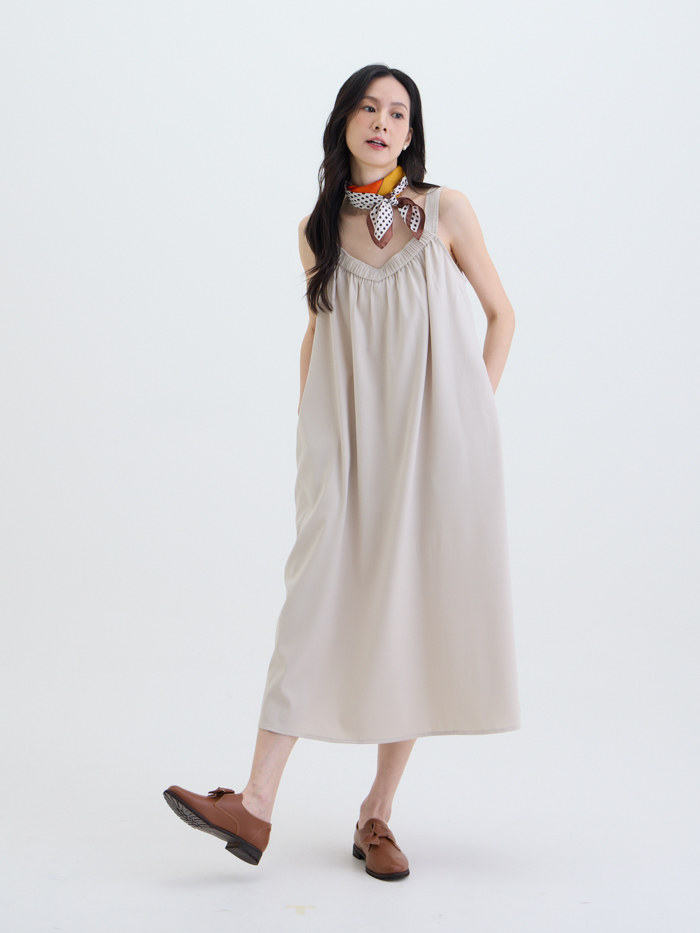 京町靜影寬肩帶洋裝-日晨