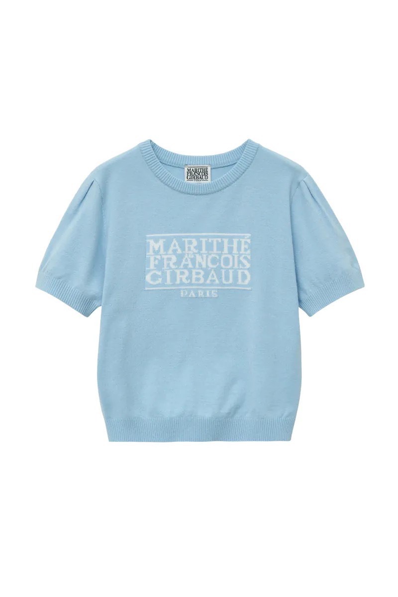 韓國 Marithe François Girbaud MFG 針織經典 LOGO 短袖 藍色