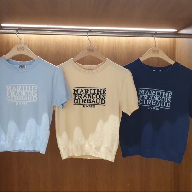韓國 Marithe François Girbaud MFG 針織經典 LOGO 短袖 藍色