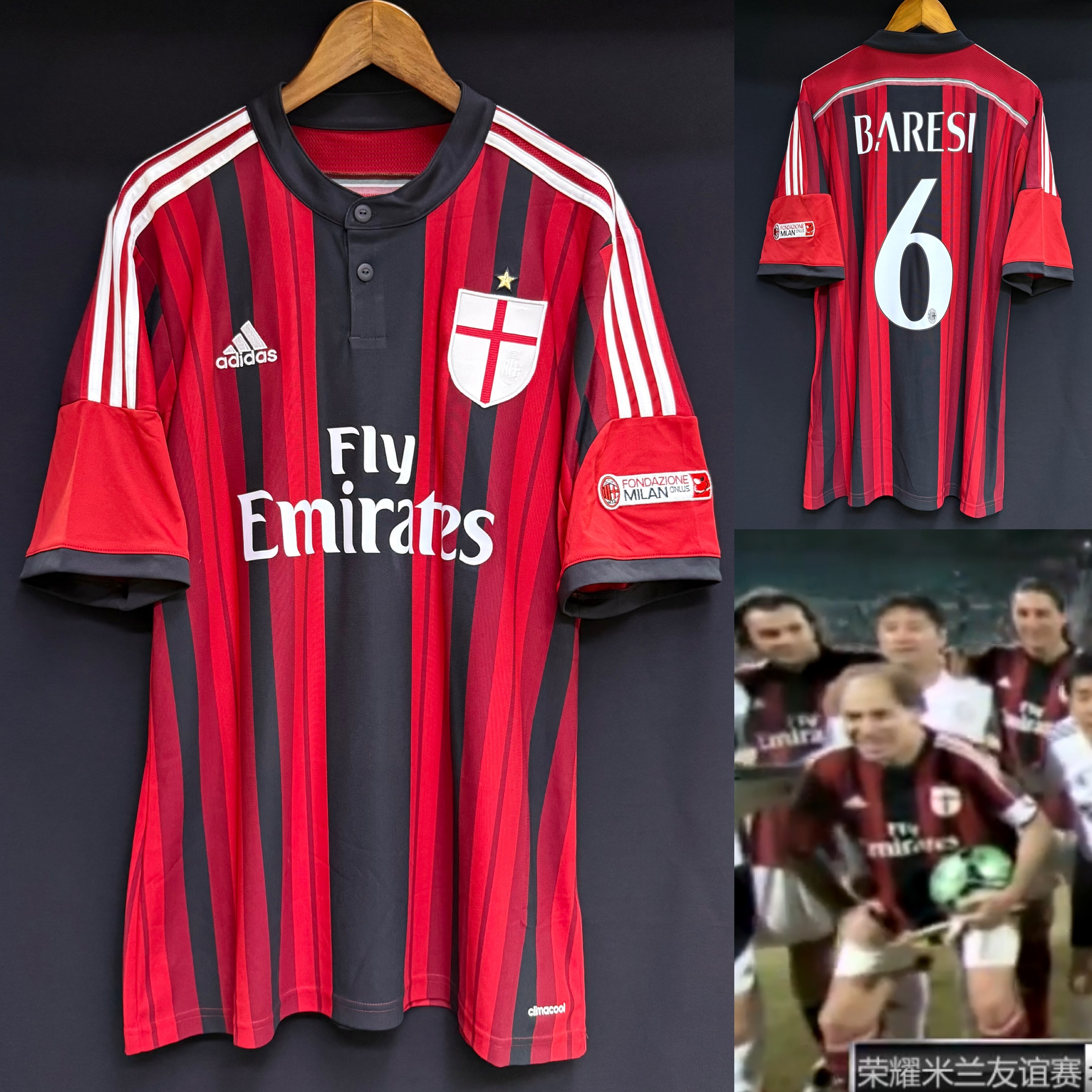 AC Milan Gloria 2014-2015 Adidas Home Shirt #6 BARESI