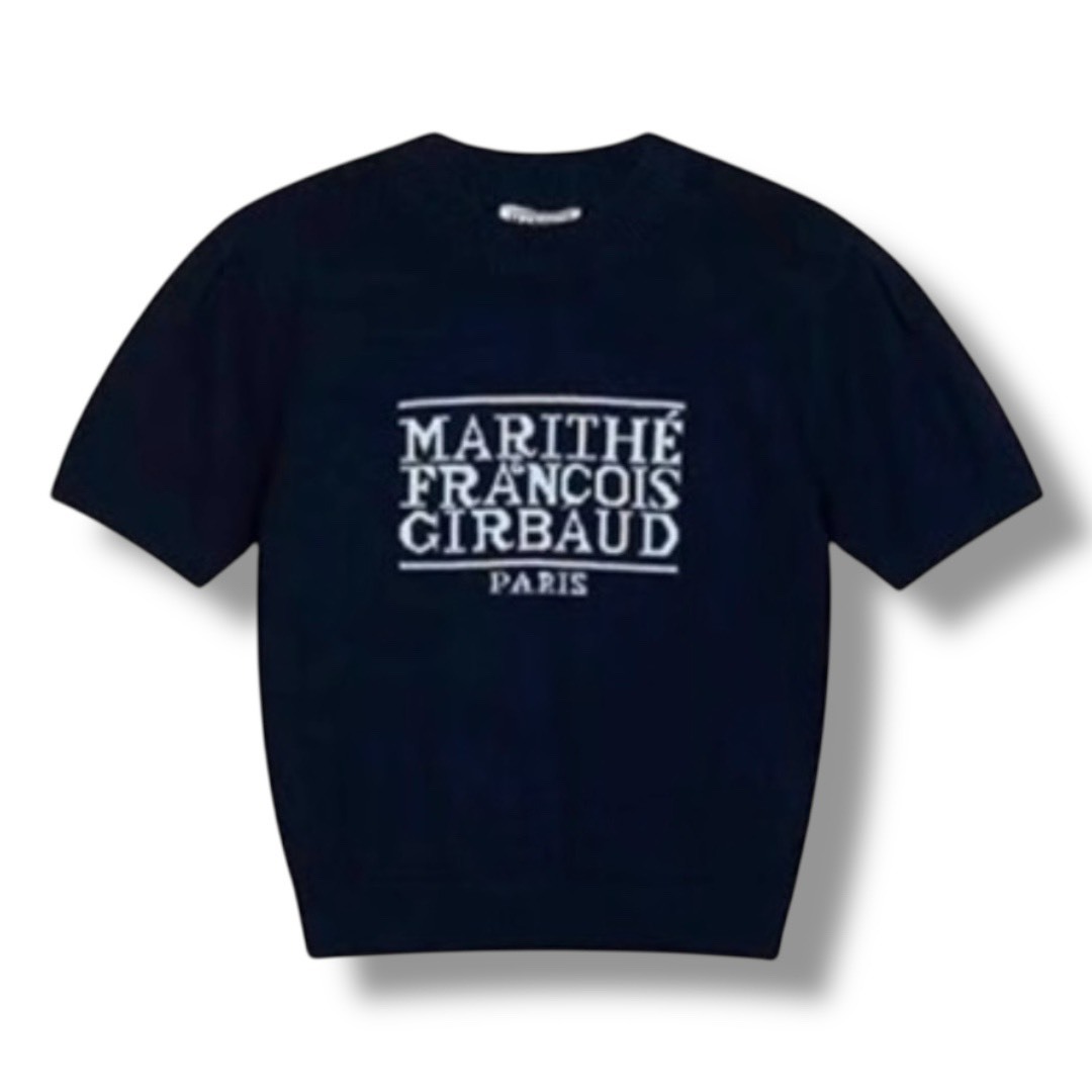韓國 Marithe François Girbaud MFG 針織經典 LOGO 短袖 黑色/米色
