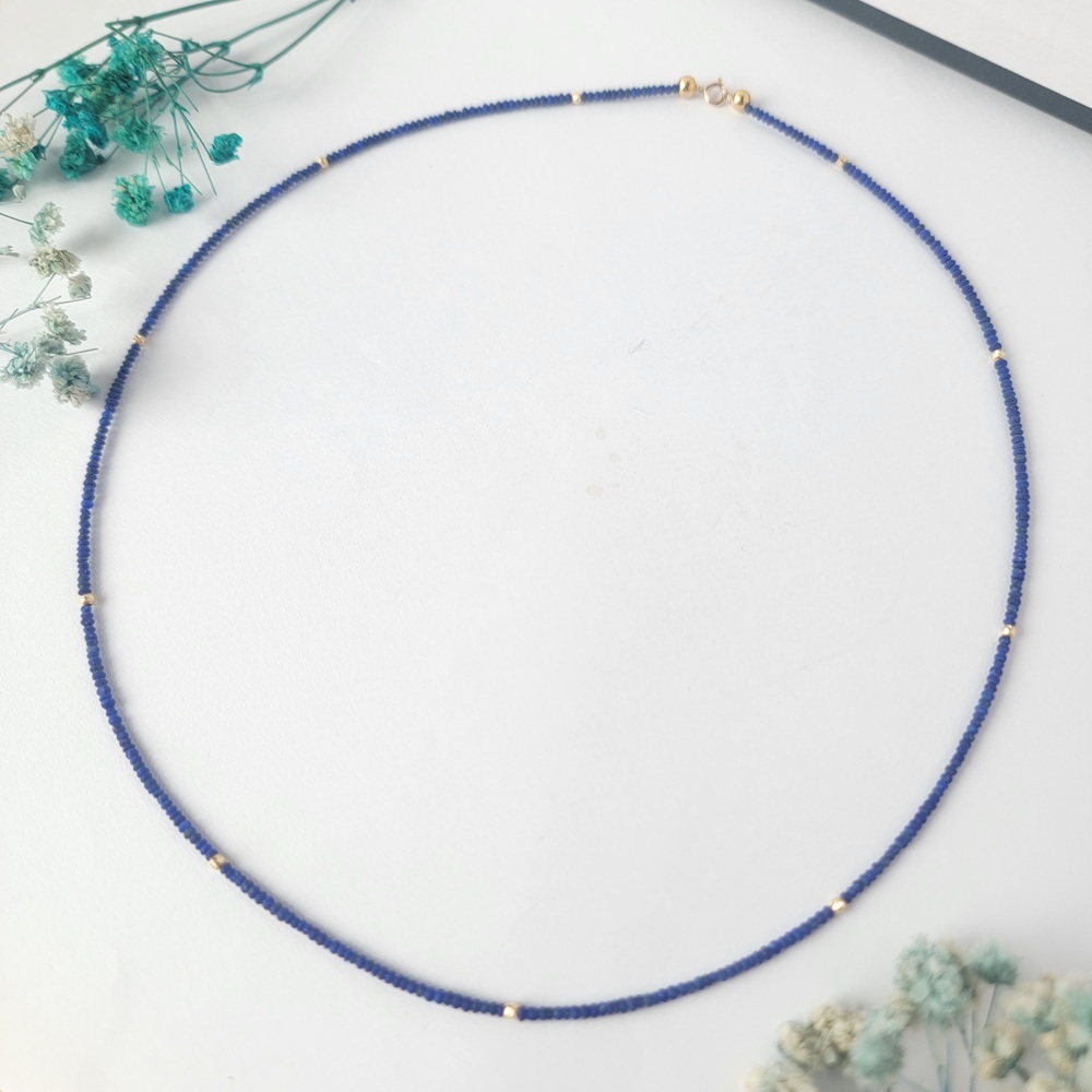 【me.luxe】K18青金石珍珠金珠串鍊/ 小米粒