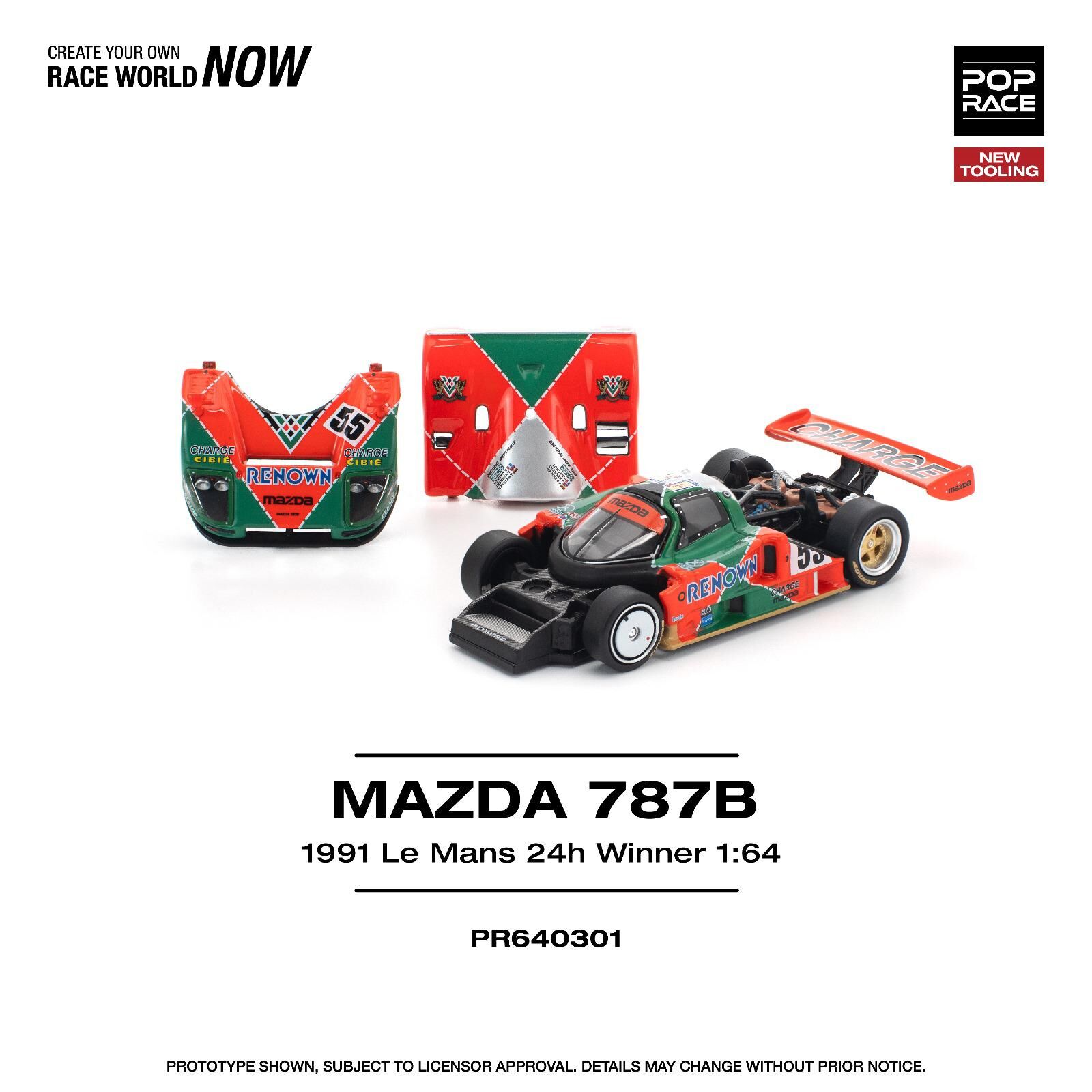【預訂】Pop Race 1/64 Mazda 787B 1991 Le Mans 24H Winner (PR640301)