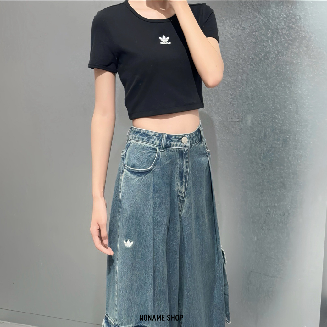 ADIDAS Essentials OG 三葉草 經典 螺紋 短袖 兩色 (女款)