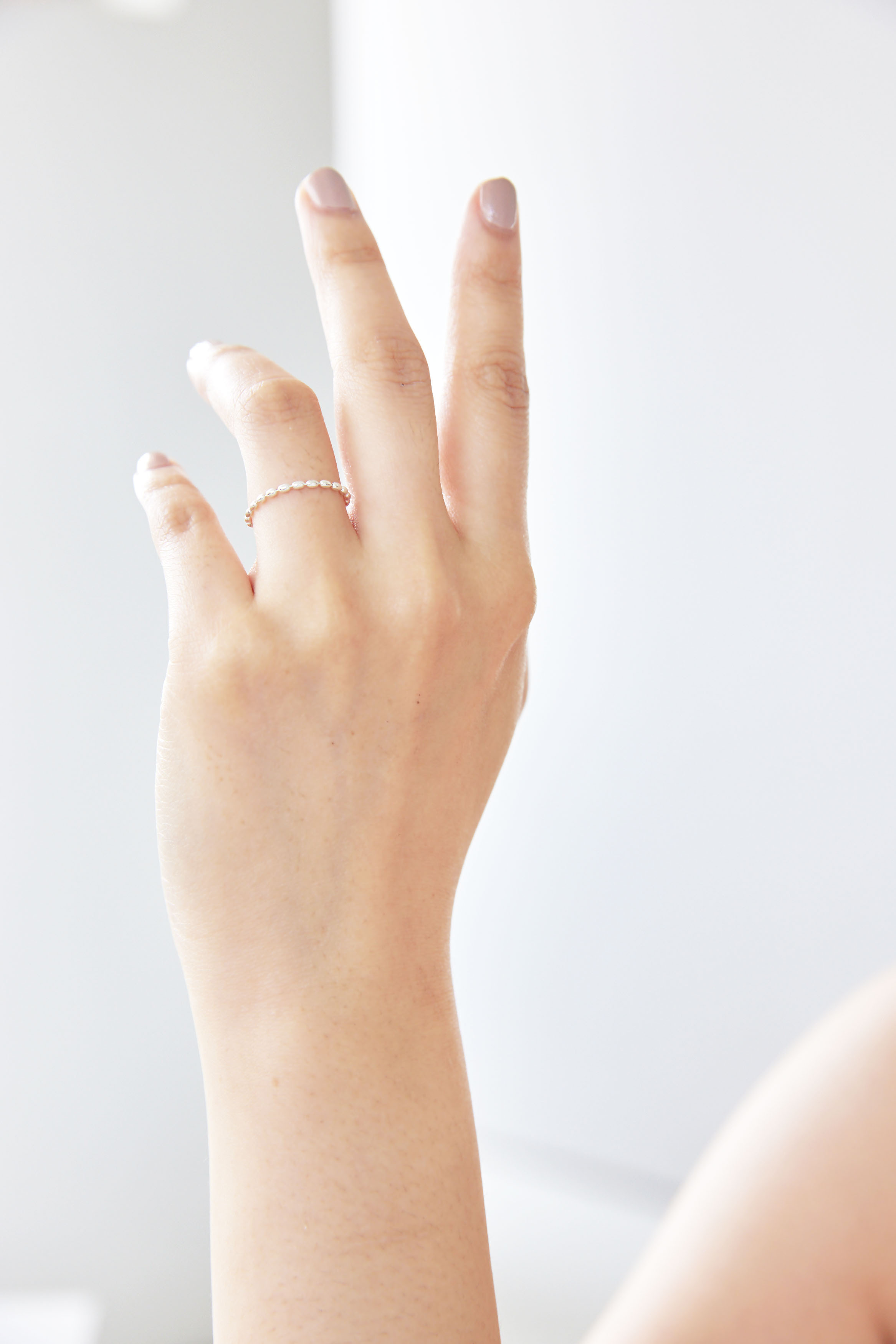 豆豆米珠純銀鍊戒