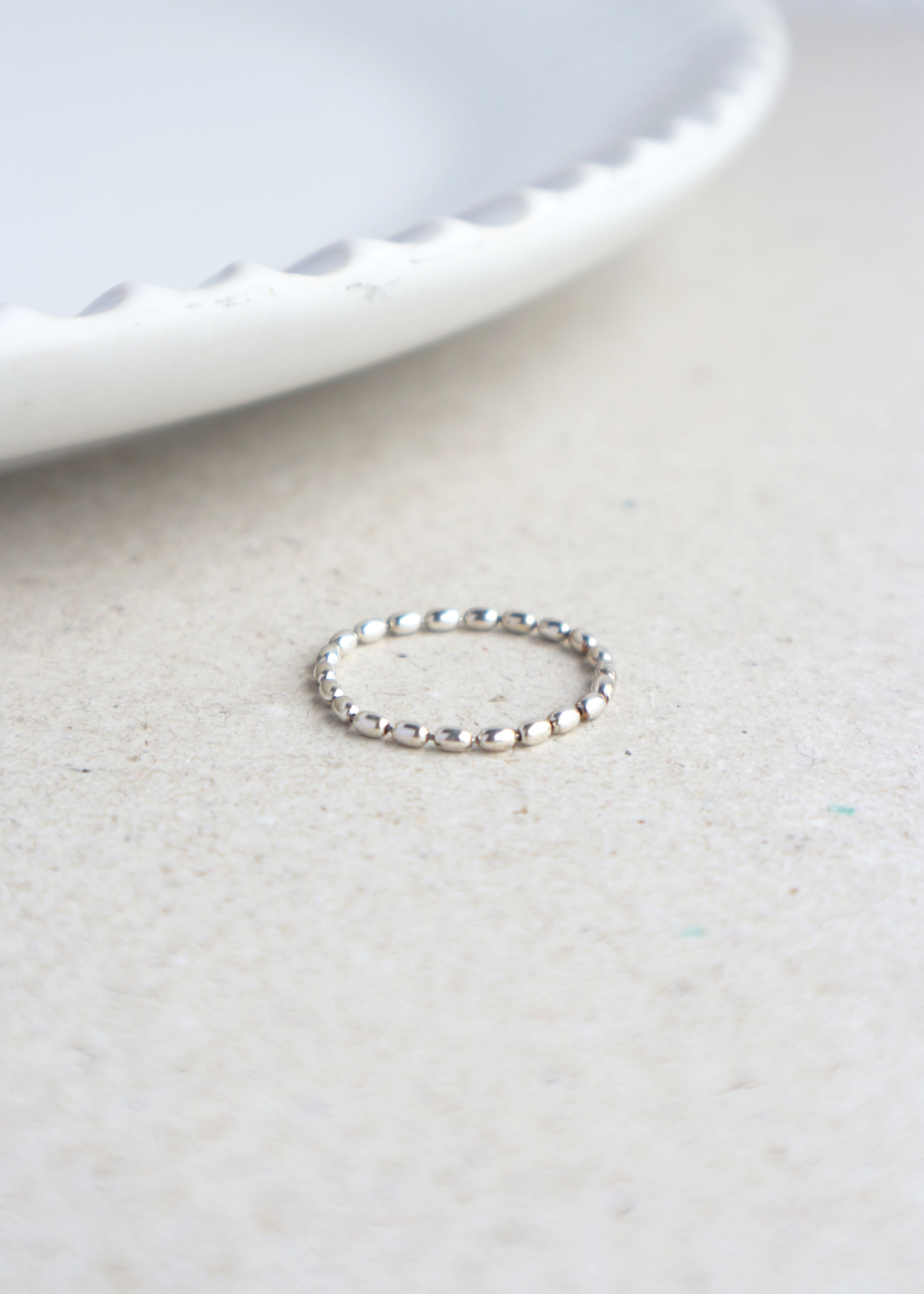 豆豆米珠純銀鍊戒