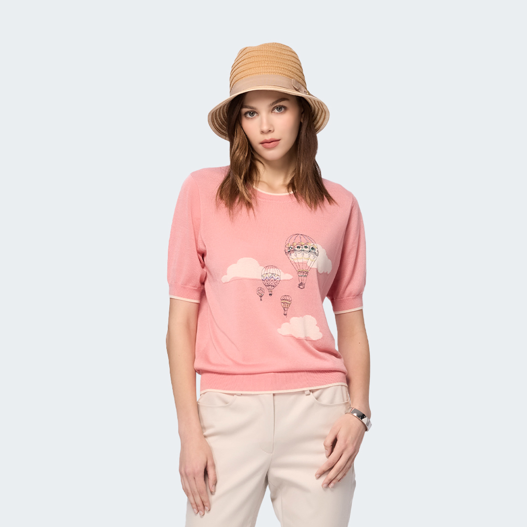 熱氣球刺繡針織上衣