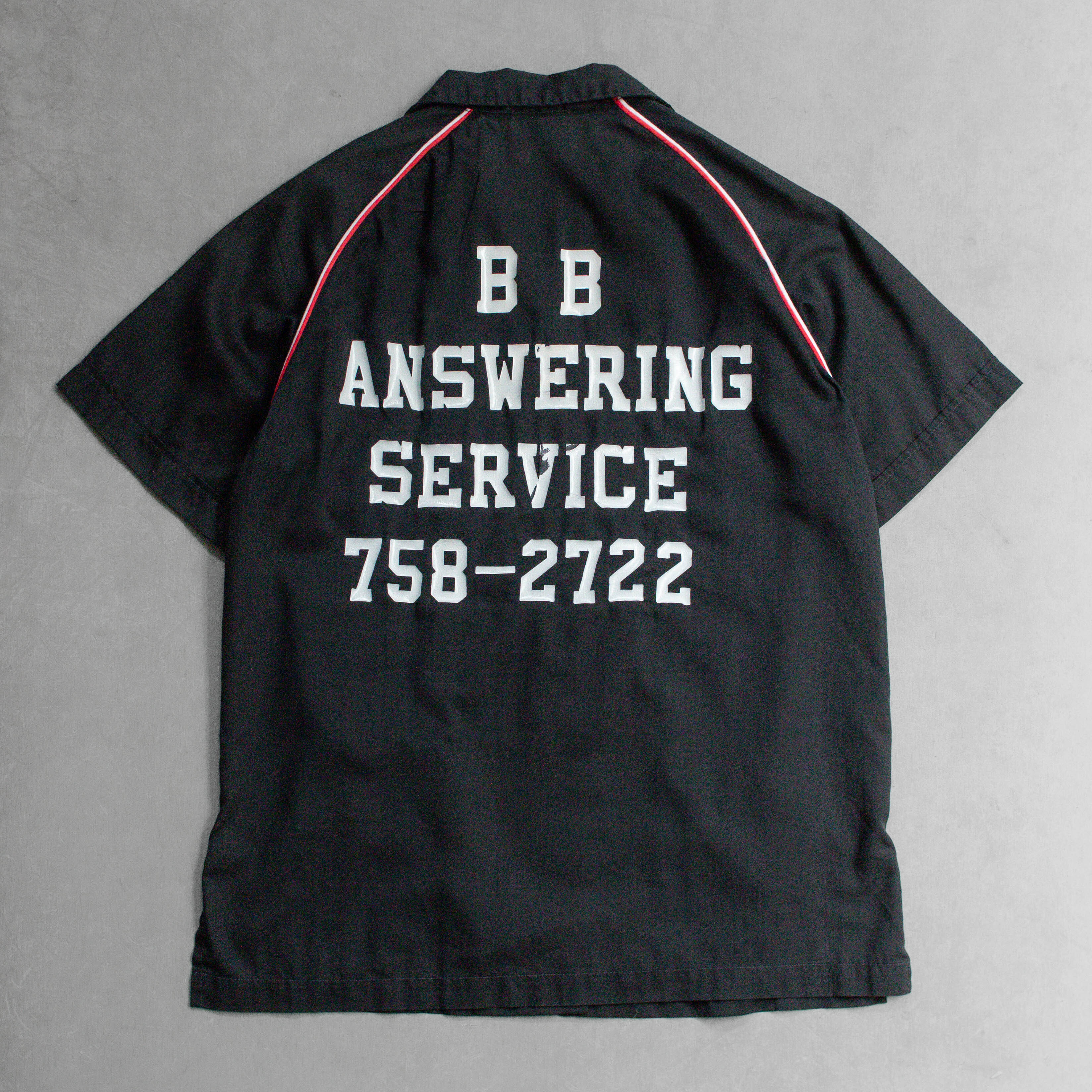 70-80S HILTON BOWLING SHIRT 美國製 黑色 滾邊 短袖 保齡球 襯衫