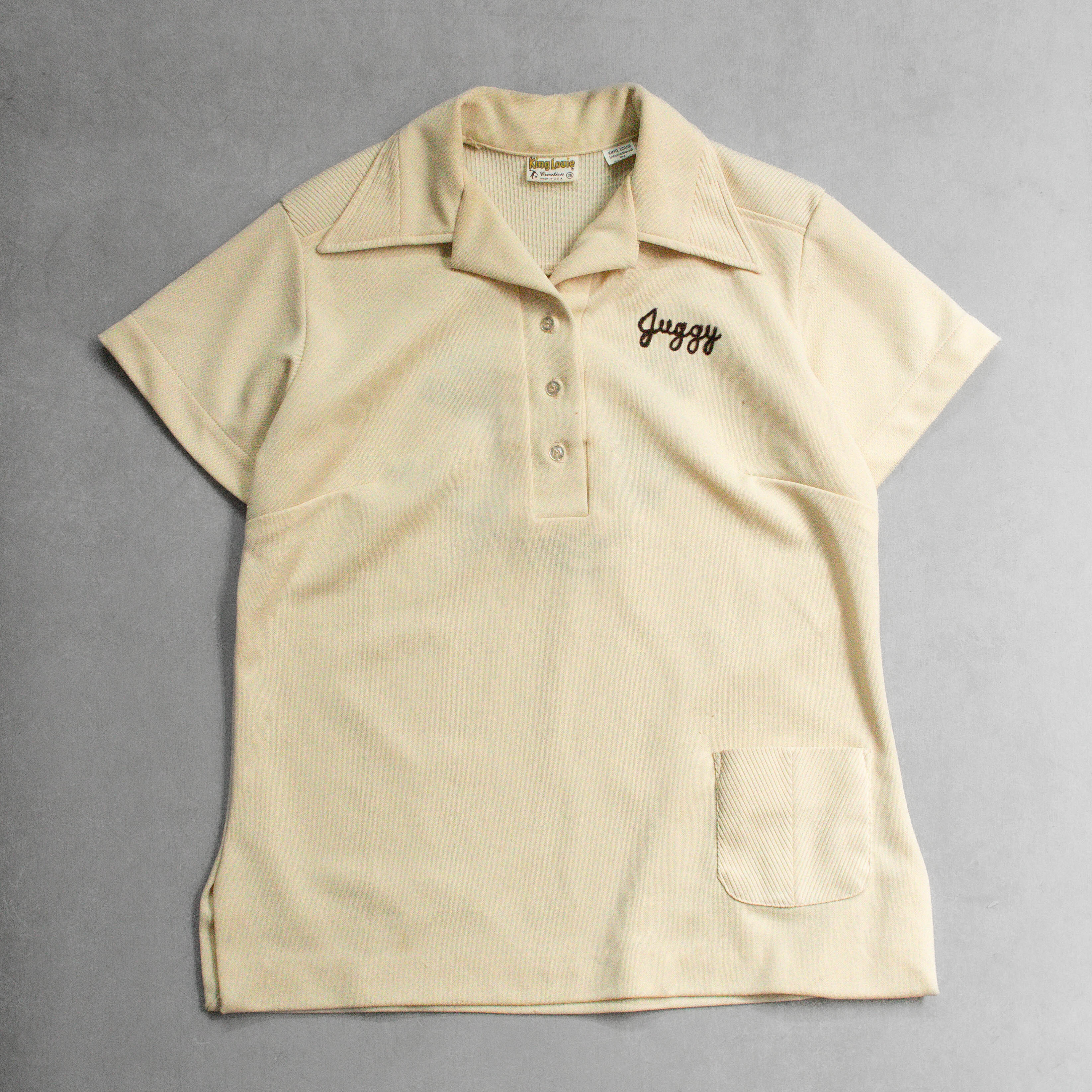 70S KING LOUIE BOWLING POLO SHIRT 美國製 米色 短袖 保齡球 套頭 襯衫