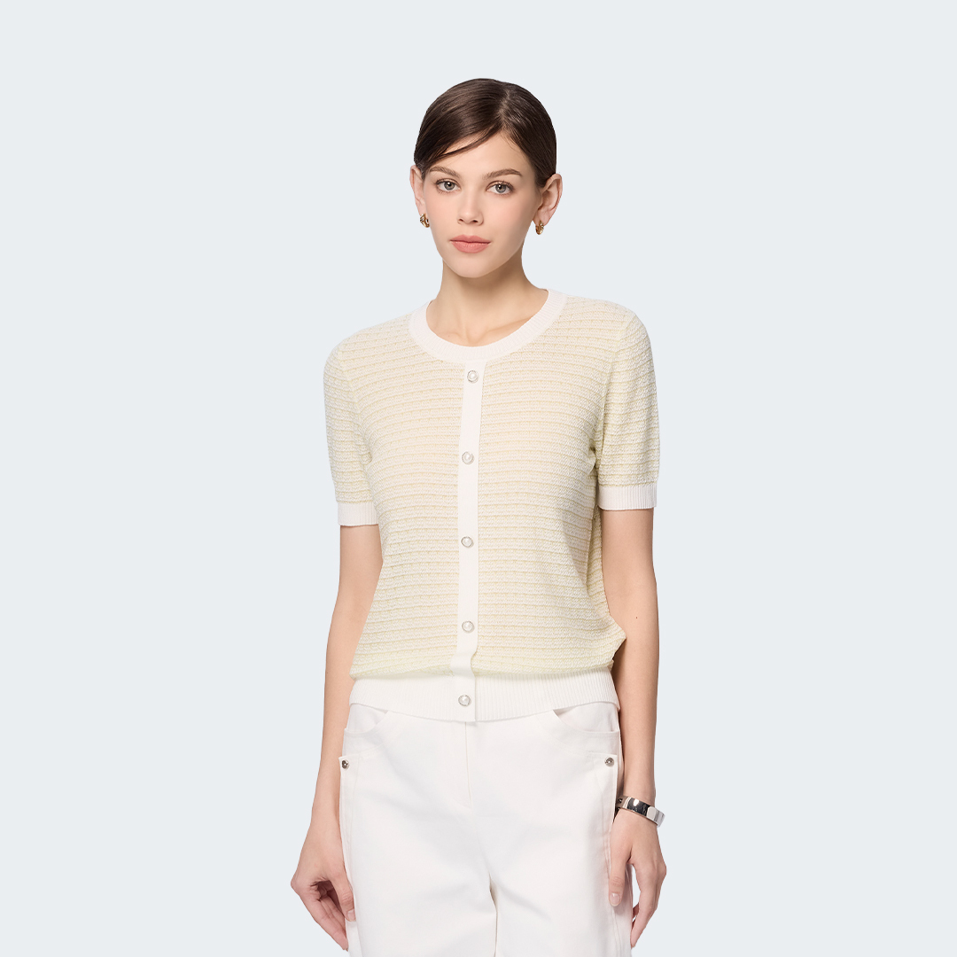 香頌天絲棉假開襟針織衫