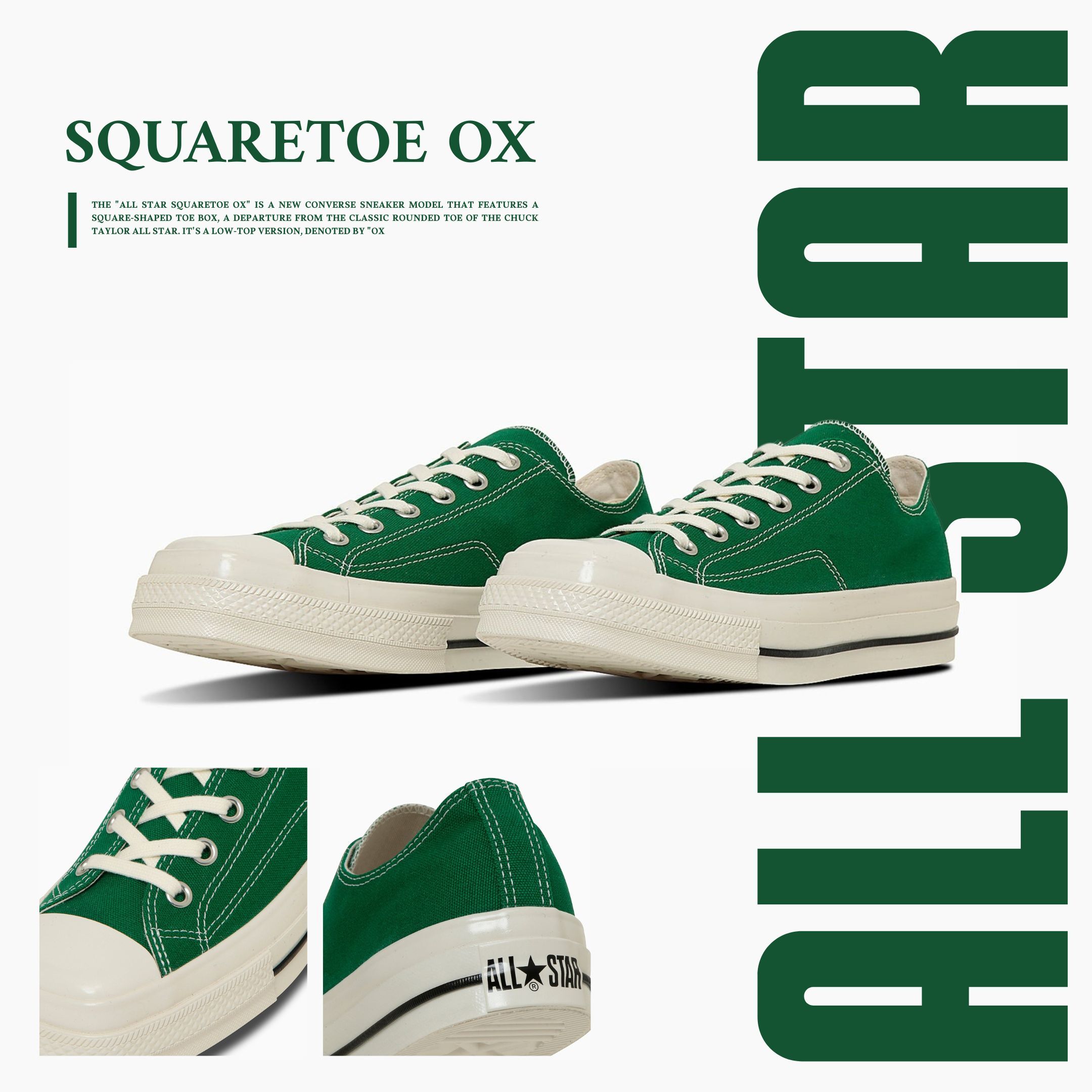 NICEDAY 代購 Converse 匡威 ALL STAR SQUARETOE OX 方頭 綠 綠白 經典 帆布鞋 31316050