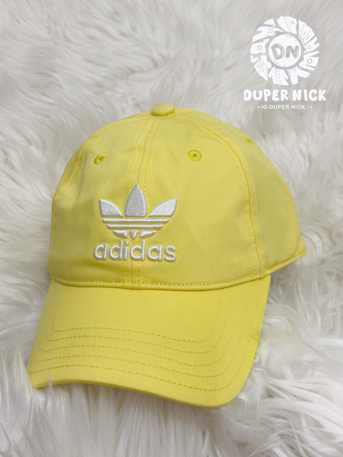 ADIDAS LOGO CAP 經典三葉刺繡 亮黃色 老帽