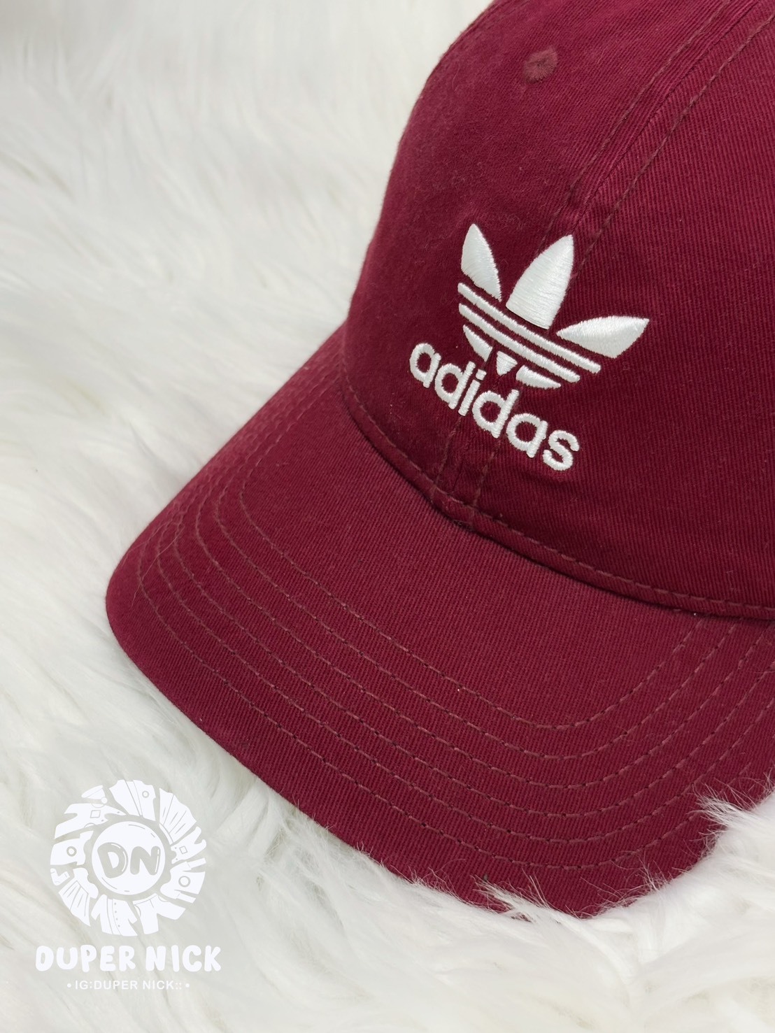 ADIDAS LOGO CAP 經典三葉刺繡 酒紅色 老帽