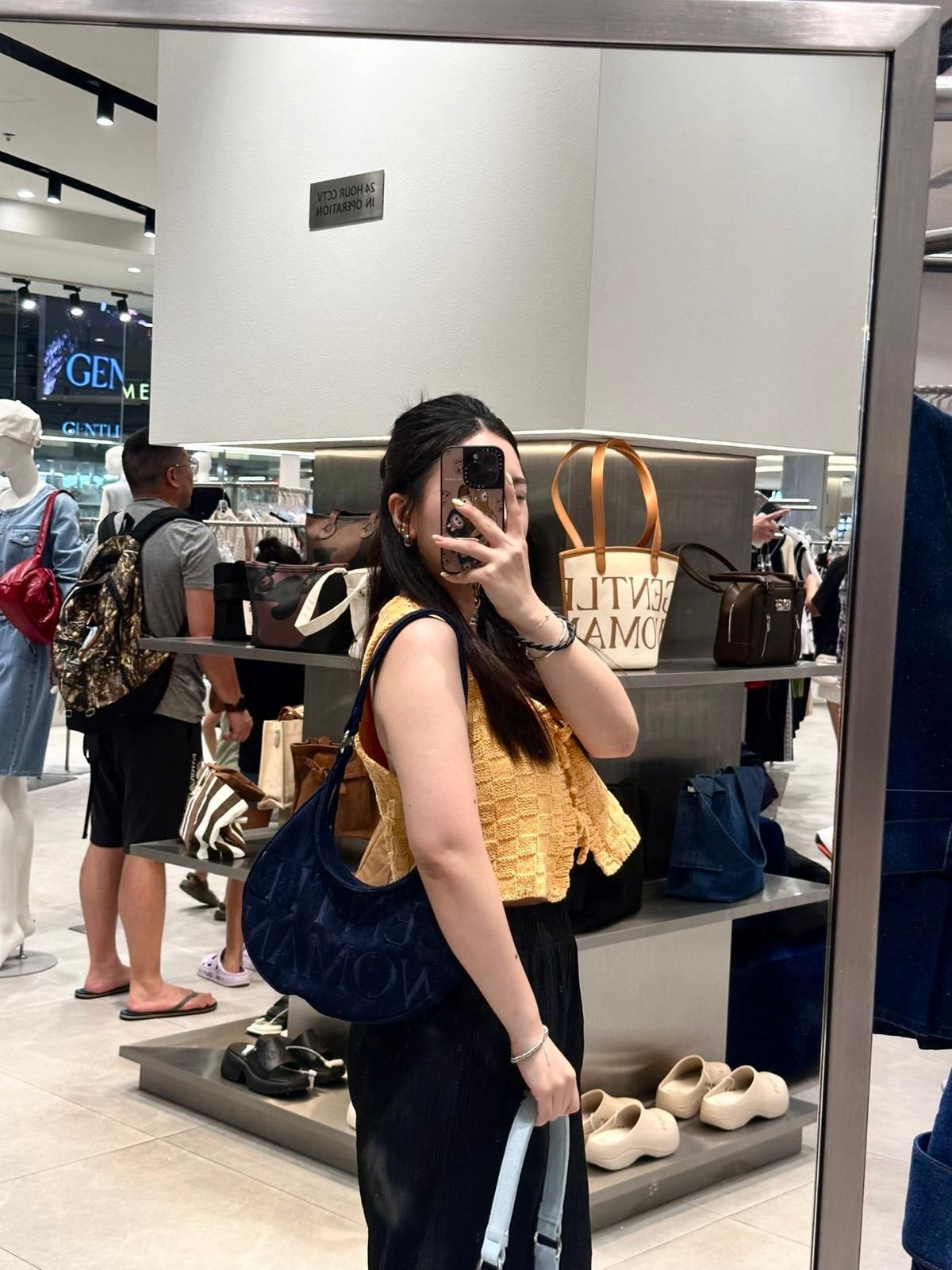 Gentle Woman Essential Icon Denim Shoulder Bag(Navy)