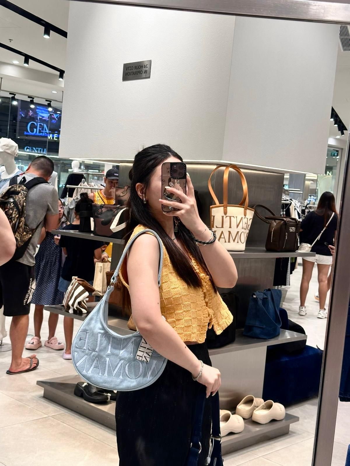 Gentle Woman Essential Icon Denim Shoulder Bag(Blue)