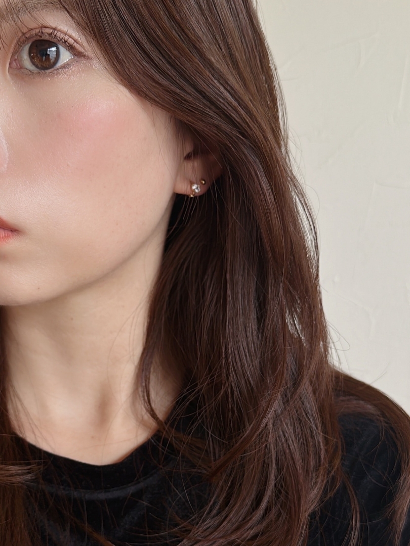 S925 little stone hoop pierce