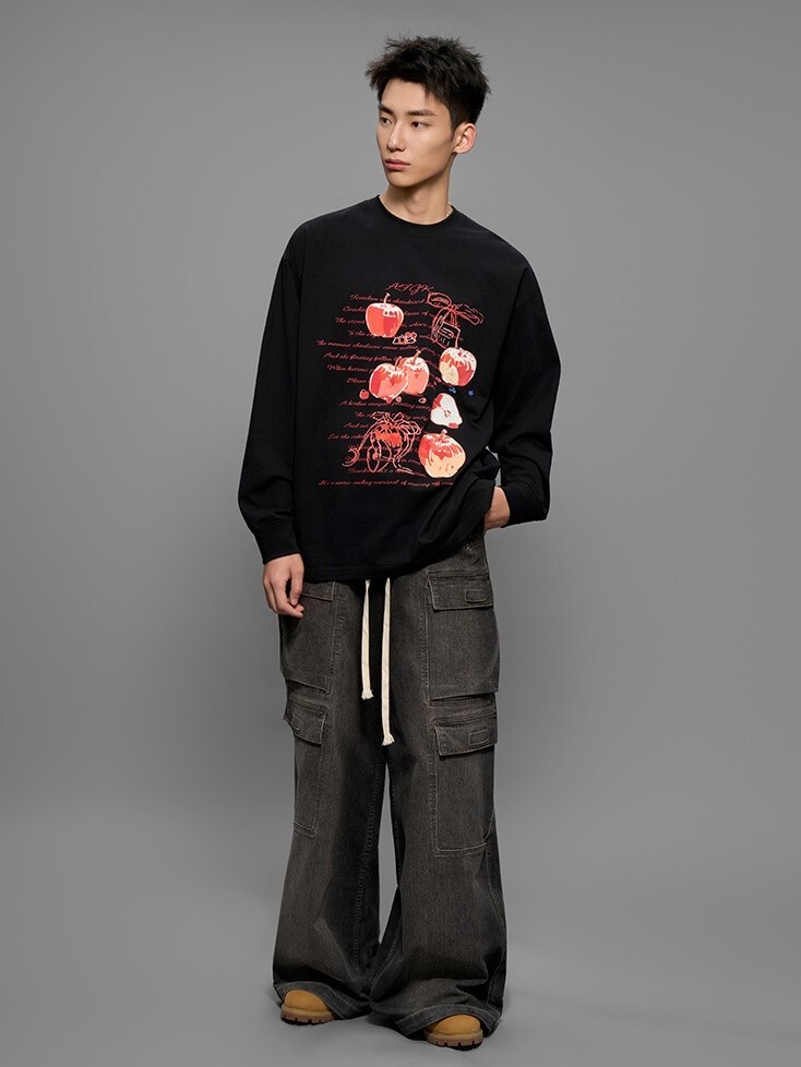 AFGK 手繪蘋果 寬鬆長袖T  A FEW GOOD KIDS