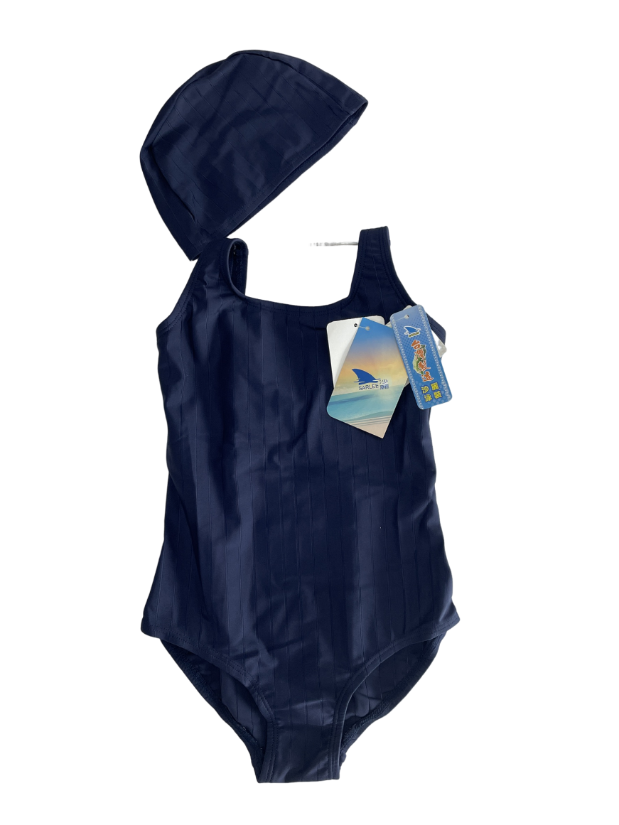 士林總會｜【SARLEE】小女童超質感橫條紋連身三角 (附泳帽)