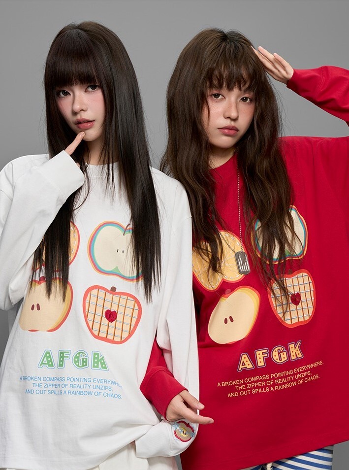 AFGK 蘋果剖面刺繡  長袖T  A FEW GOOD KIDS
