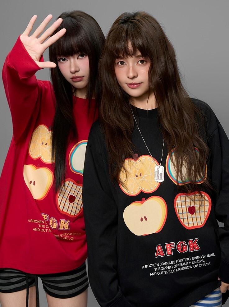 AFGK 蘋果剖面刺繡  長袖T  A FEW GOOD KIDS
