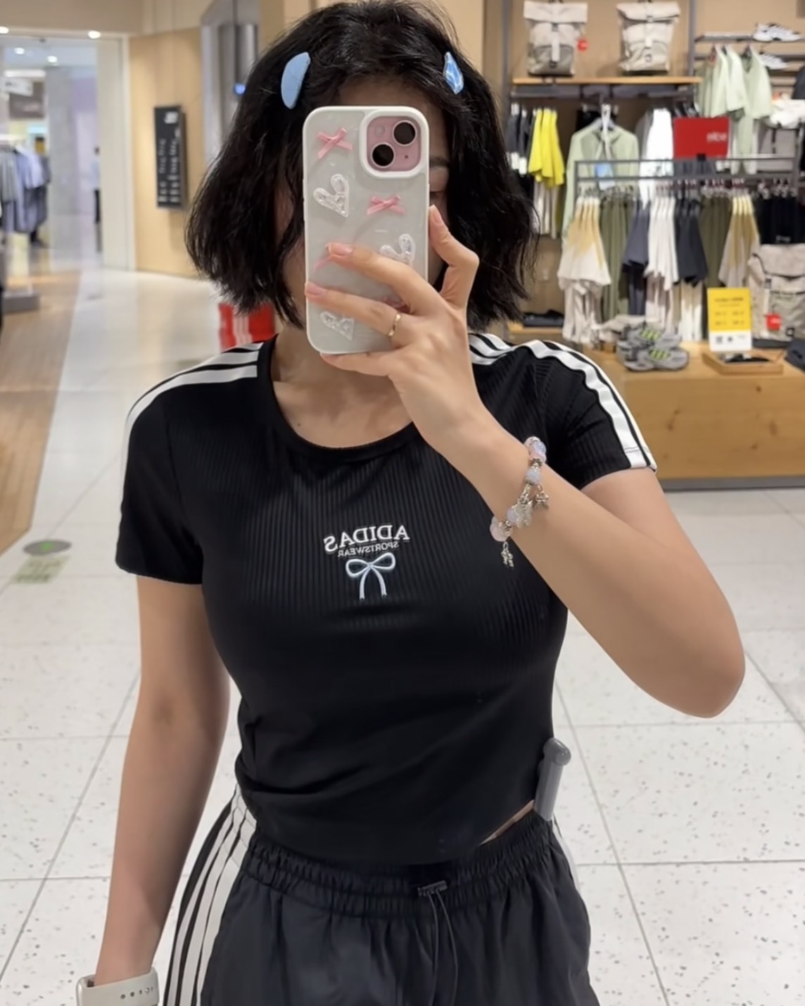 Adidas Dance Tee 刺繡 蝴蝶結 短版 短袖 兩色