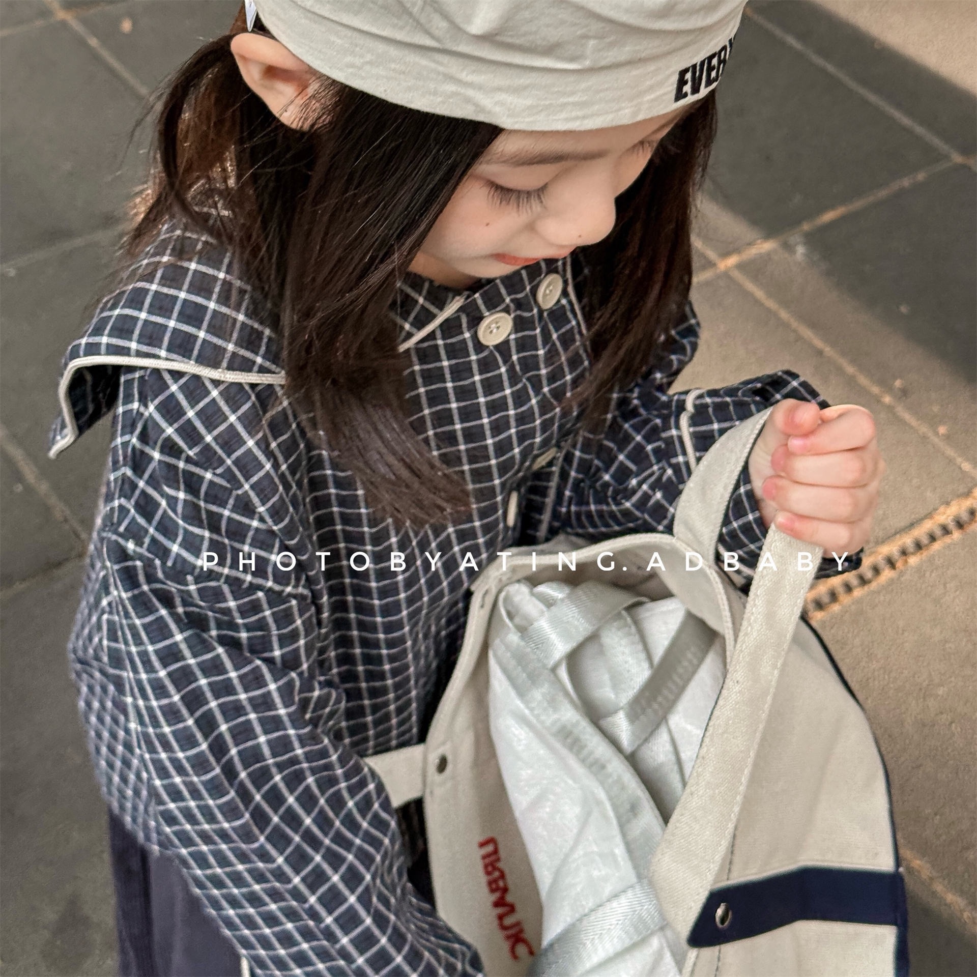 兩色格子大翻領上衣