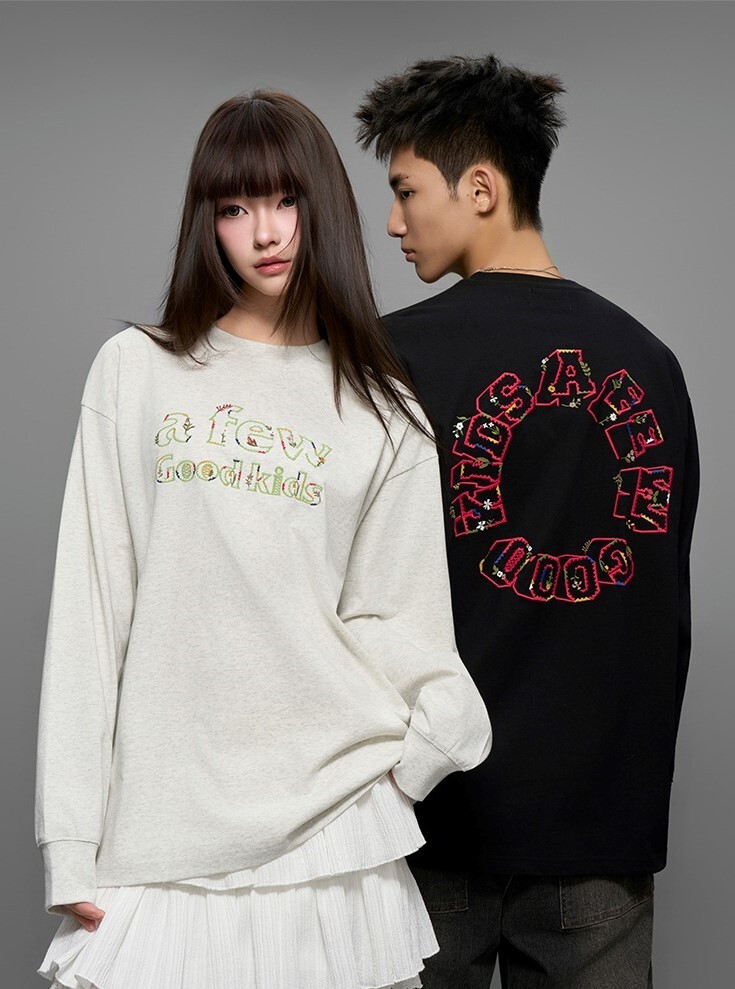 AFGK 民族風 刺繡鋸齒Logo  長袖T A FEW GOOD KIDS