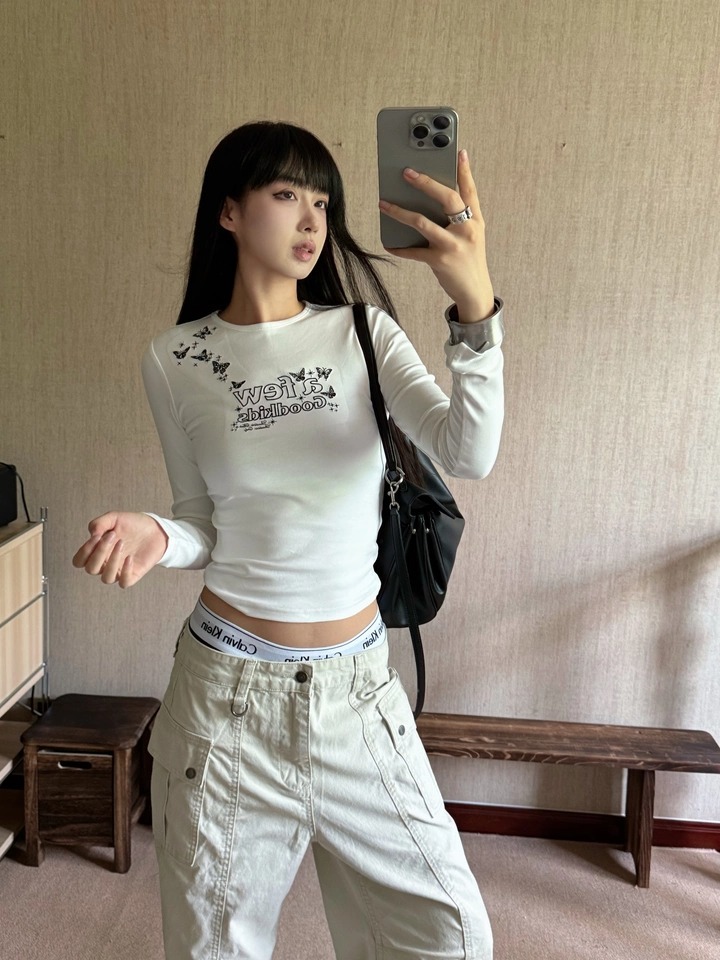 AFGK 蝴蝶刺繡 長袖T A FEW GOOD KIDS