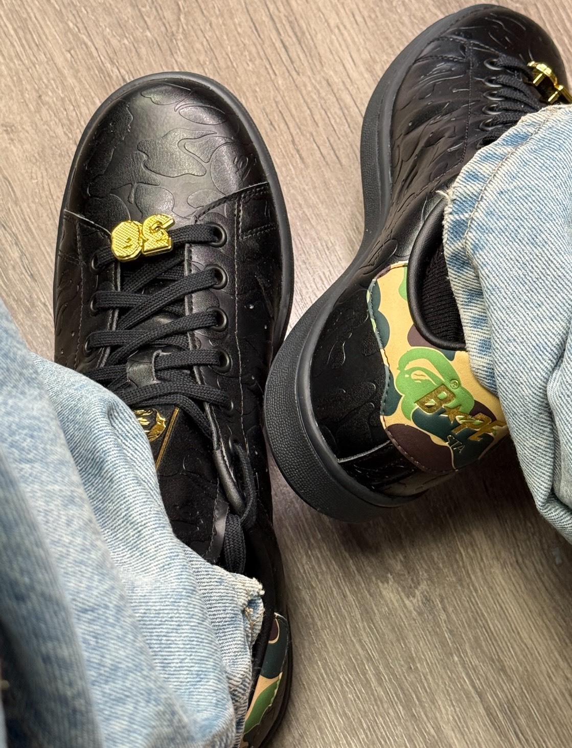 BAPE聯名款 adidas STAN SMITH 黑色 低幫百搭板鞋 男款 潮流防滑舒適款 Aug25