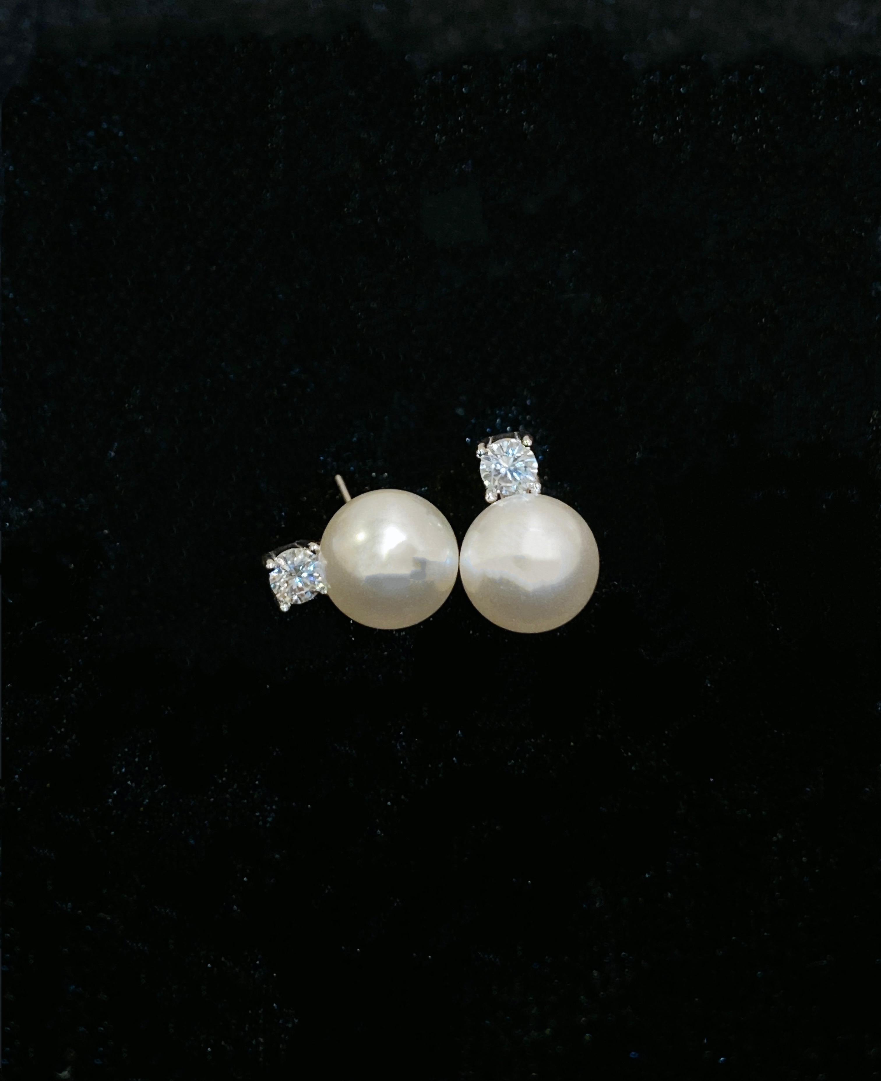 Megan pearl moissanite diamond earrings