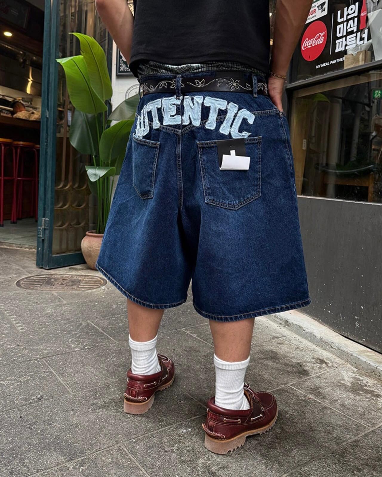 洗水英文字牛仔短褲 LIL-058P