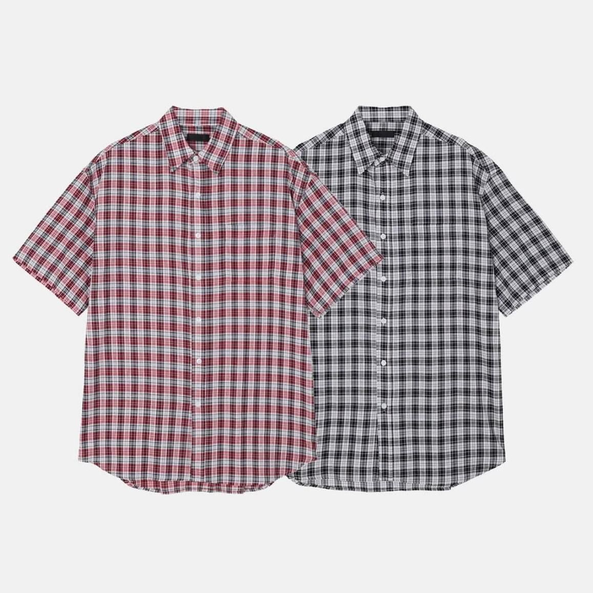 格仔短袖恤衫 Vass-027S