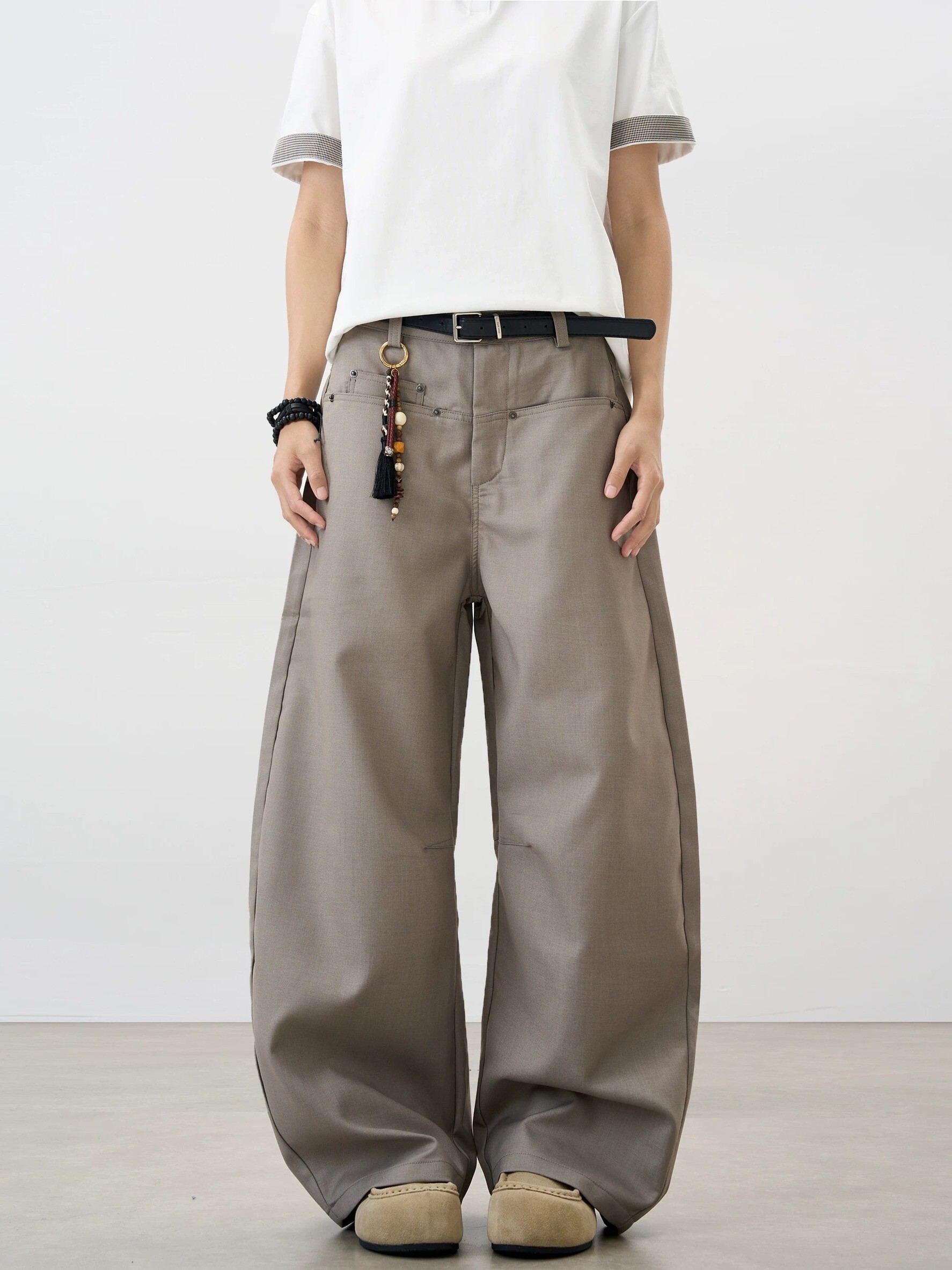 《S.V》老錢風落地西裝彎刀褲