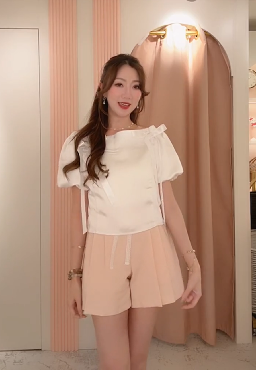 *BJ2 ONLY* THE PEACHY PINK SUMMER TWEED LACE BELT SHORTS LIVE 0804