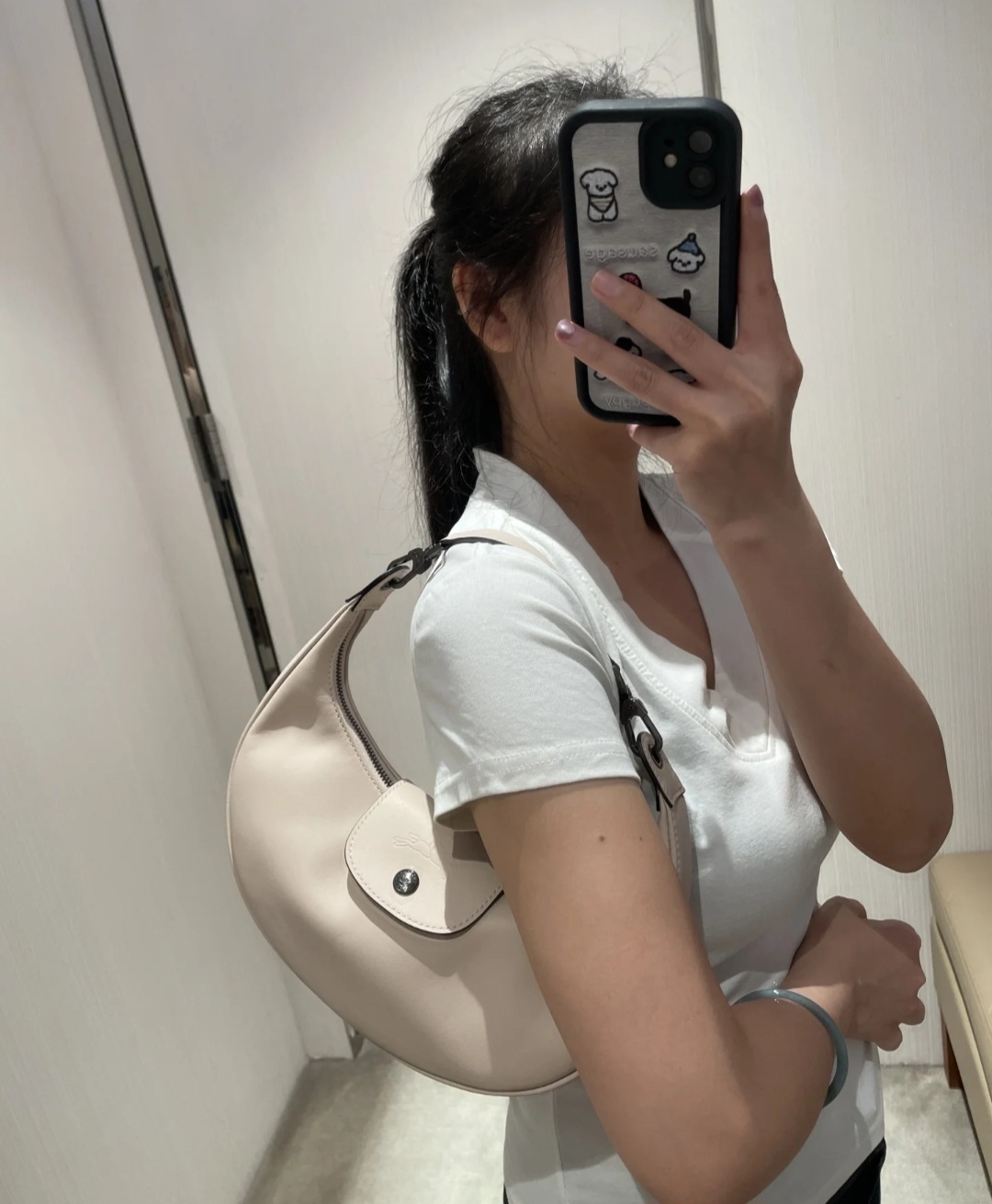 Longchamp 真皮款 月牙包