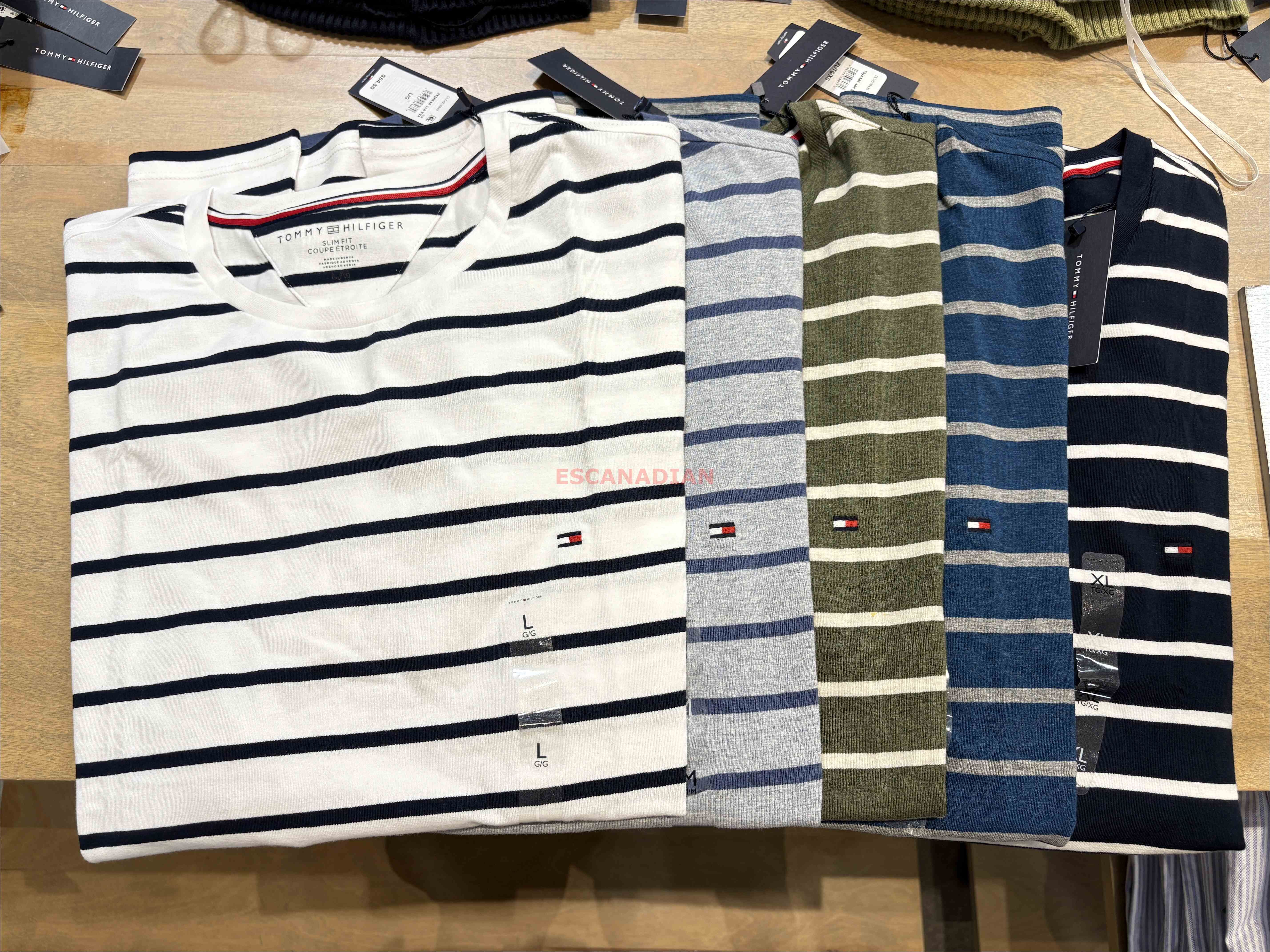 TOMMY 男大人 彈性合身版(Slim fit) 萊卡材質 小標 橫條紋 短TEE (5色)