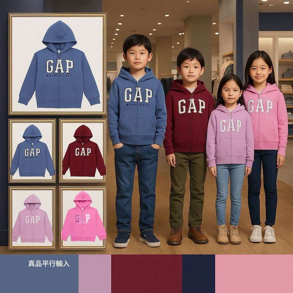 【預購】GAP G080453 童裝LOGO有帽拉鏈衛衣