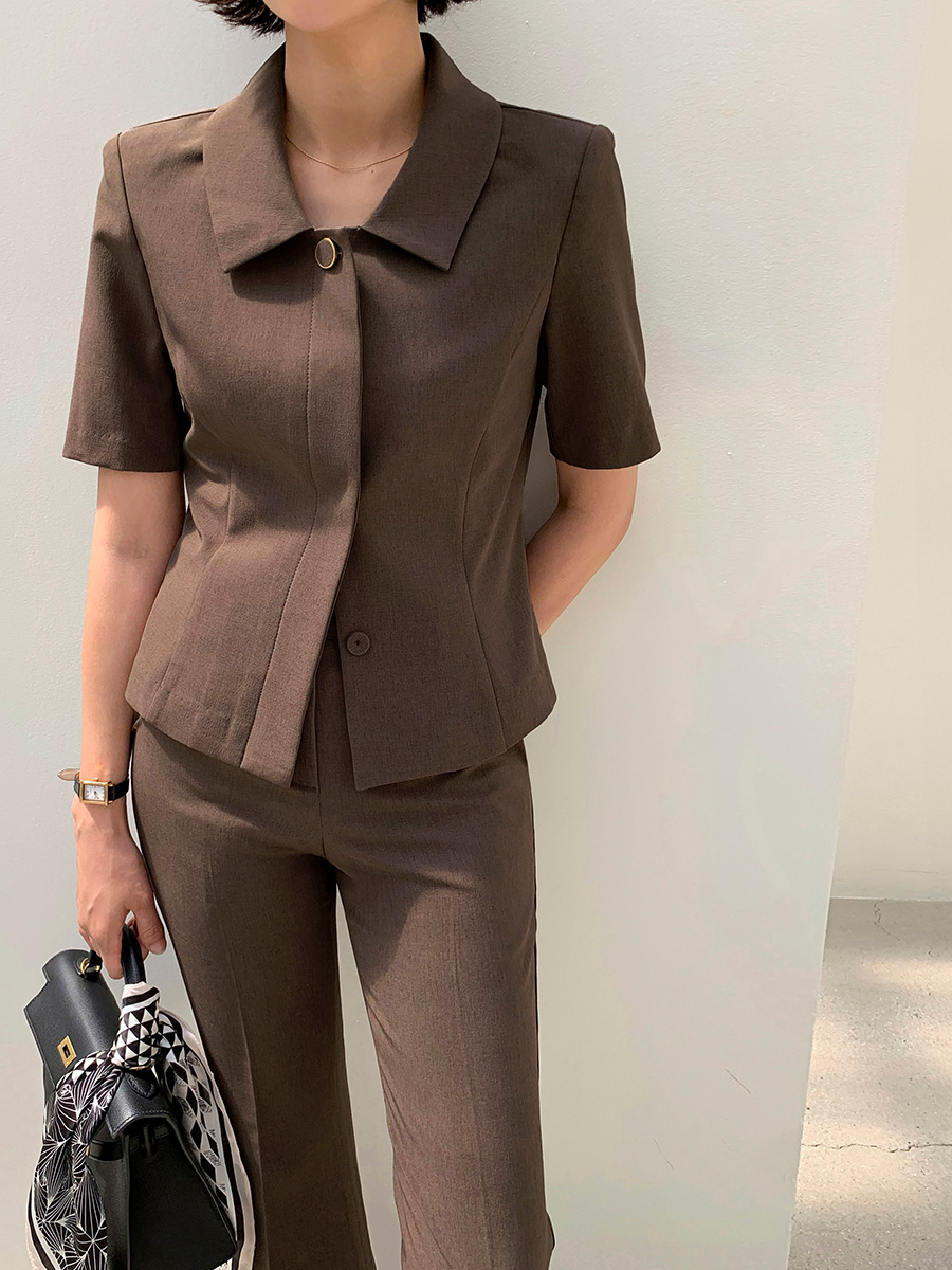 [現貨] Philippa 幹練腰帶翻領套裝外套 [ 米色 / L ]