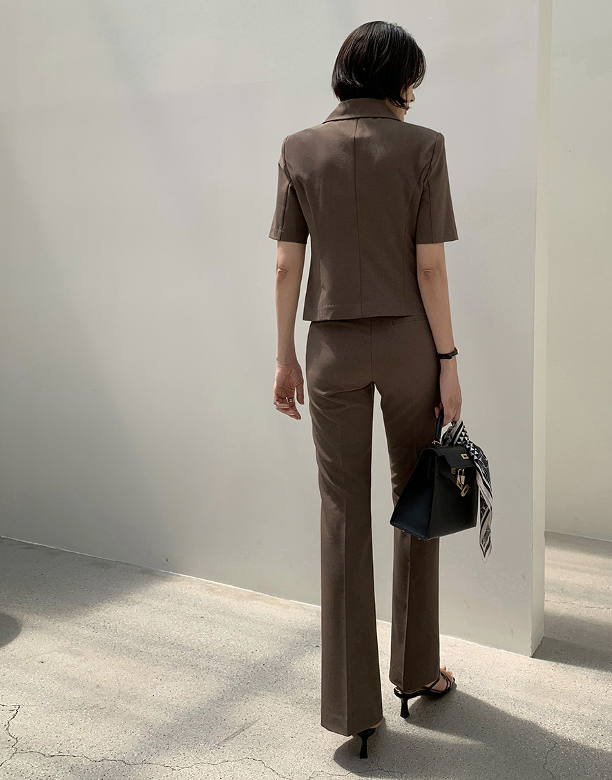 [現貨] Philippa 西裝微喇叭套裝褲 [ 米色 / L ]