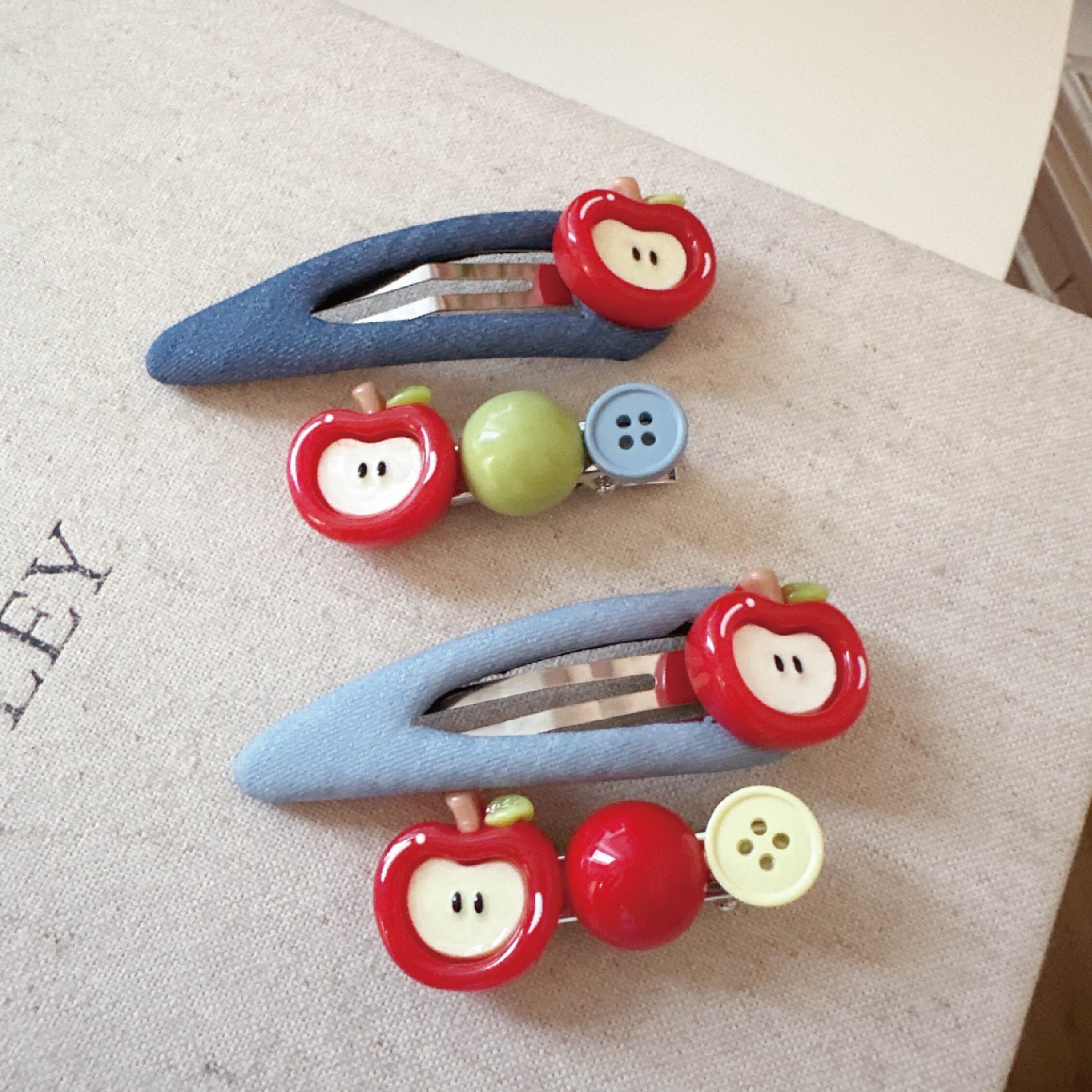 【AC51】立體蘋果鴨嘴夾/彈簧夾(兩入一組)＊兩色