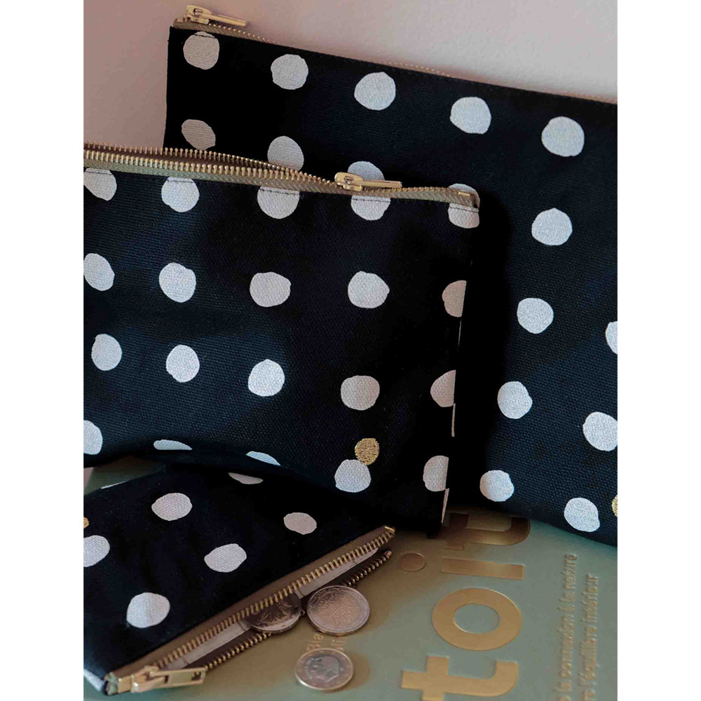 (預購4/30)法國La cerise sur le gâteau 有機棉防水分類收納袋-白點點(小)