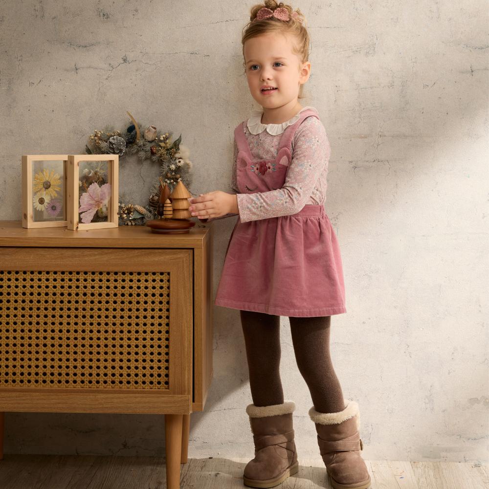 PIPPY兩件式可愛貓咪吊帶連身裙洋裝 粉