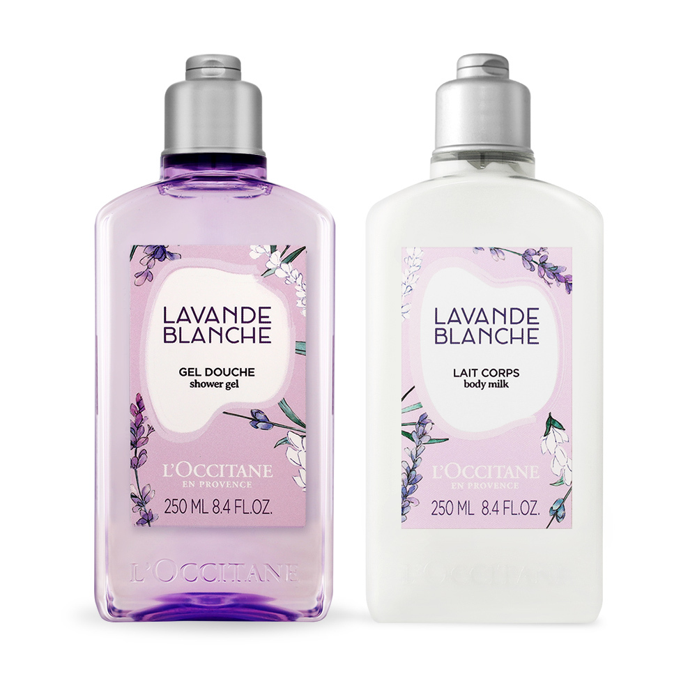 L'OCCITANE 歐舒丹 白薰衣草香沐潤戀組[沐浴膠+美體乳]-國際航空版