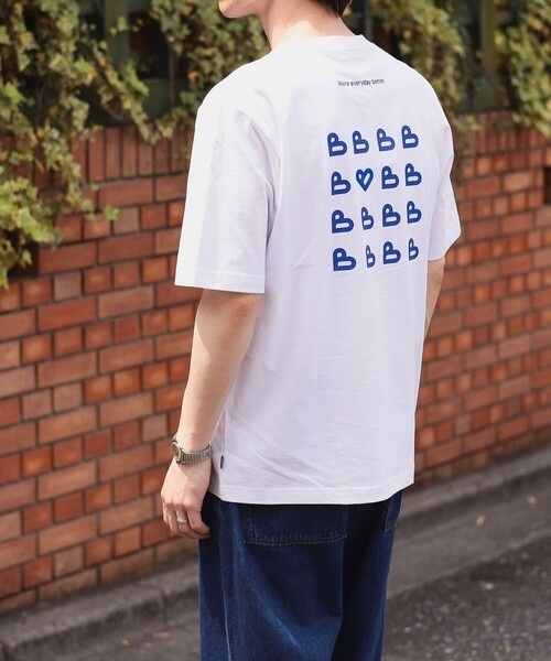 BEAMS HEART / B-HEART logo back print T-shirt