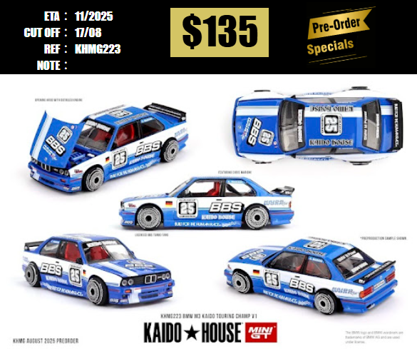 PO-$135 * MINI GT * 1:64 KAIDO HOUSE KHMG223 BMW M3 Kaido Touring Champ V1 [OD05/08]