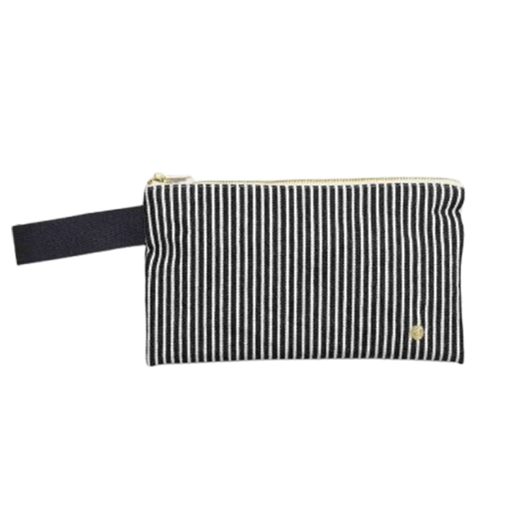 (預購3/31)法國La cerise sur le gâteau 有機棉防水手拿袋-黑條紋