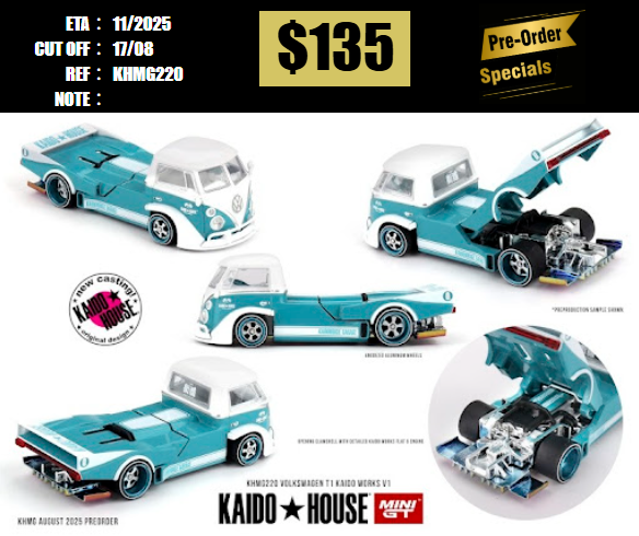 PO-$135 * MINI GT * 1:64 KAIDO HOUSE KHMG220 Volkswagen T1 KAIDO WORKS V1 [OD05/08]