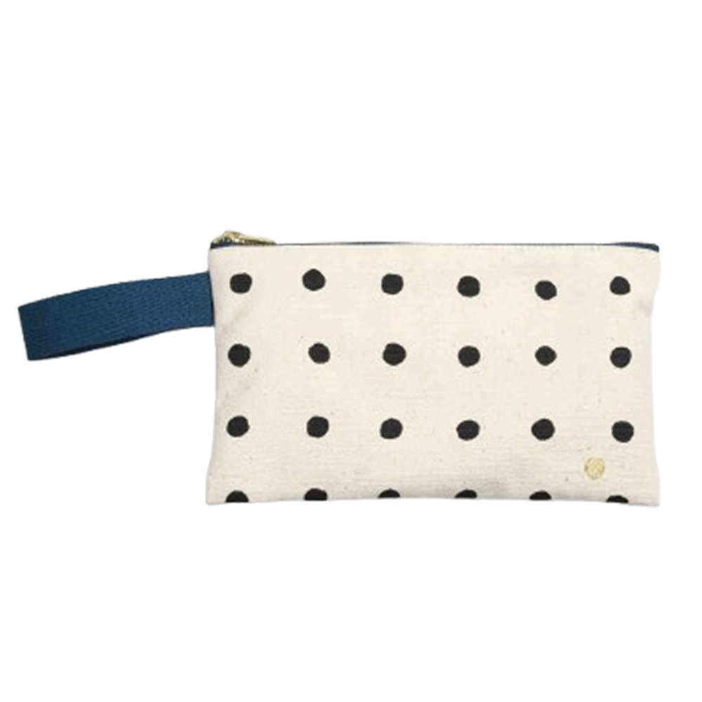 法國La cerise sur le gâteau 有機棉防水手拿袋-黑點點