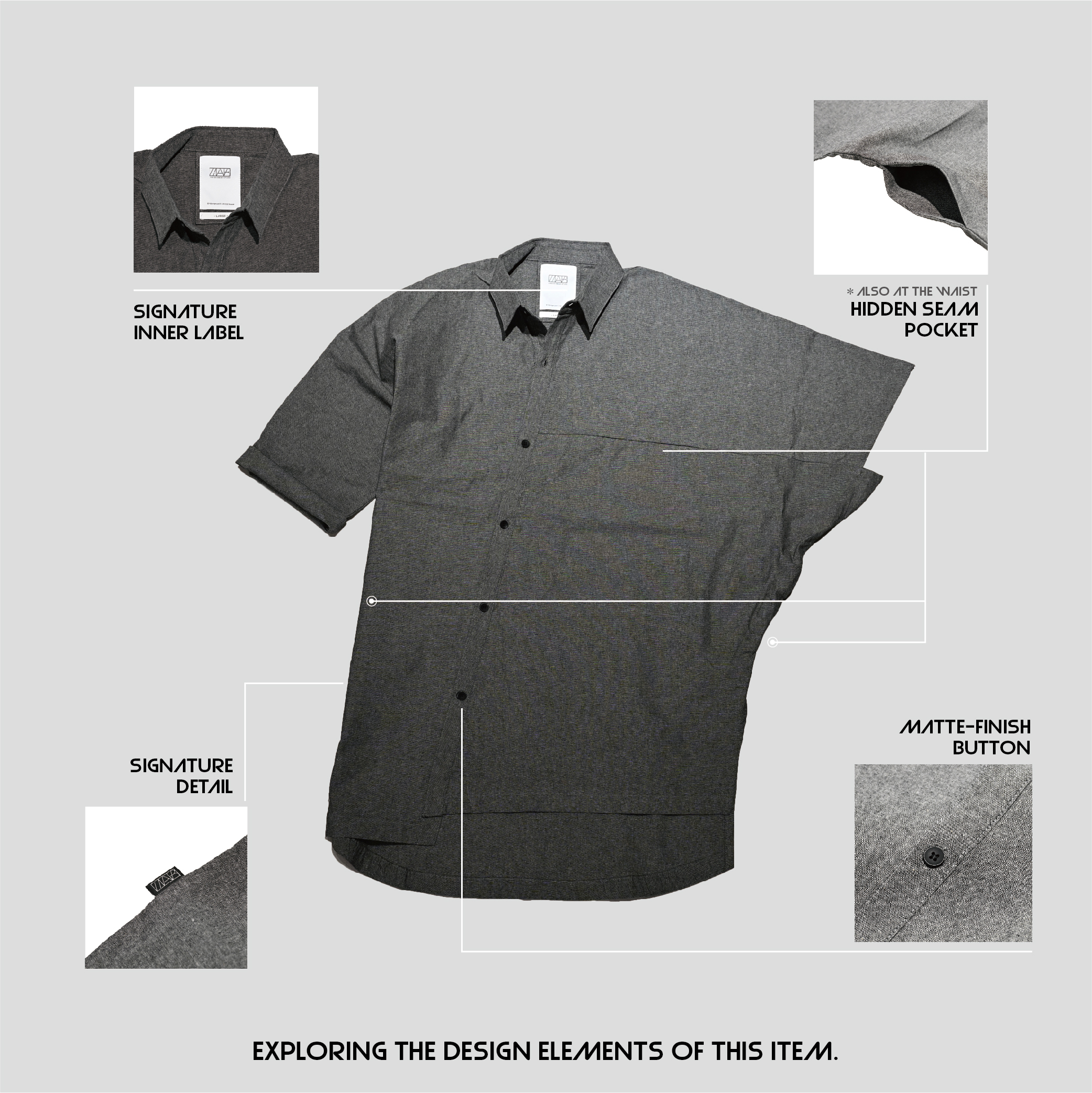 【 LAB.003 原創設計 不對稱斜邊短袖襯衫 - 4色 】