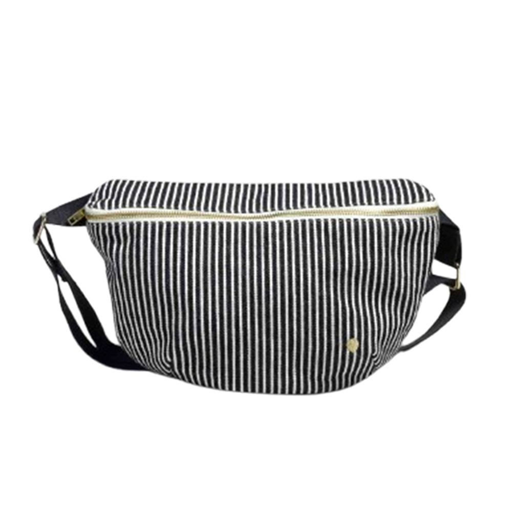 (預購3/31)法國La cerise sur le gâteau 有機棉時尚腰包-黑條紋